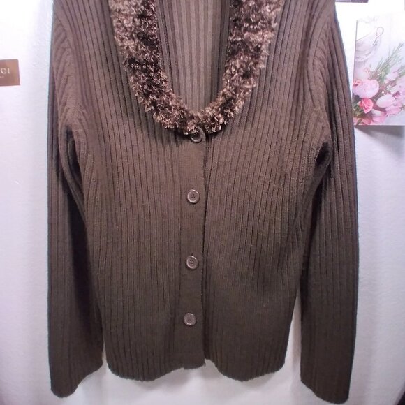 Allison Brittney Chevron Open Front Cardigan sz XL - Picture 3 of 12